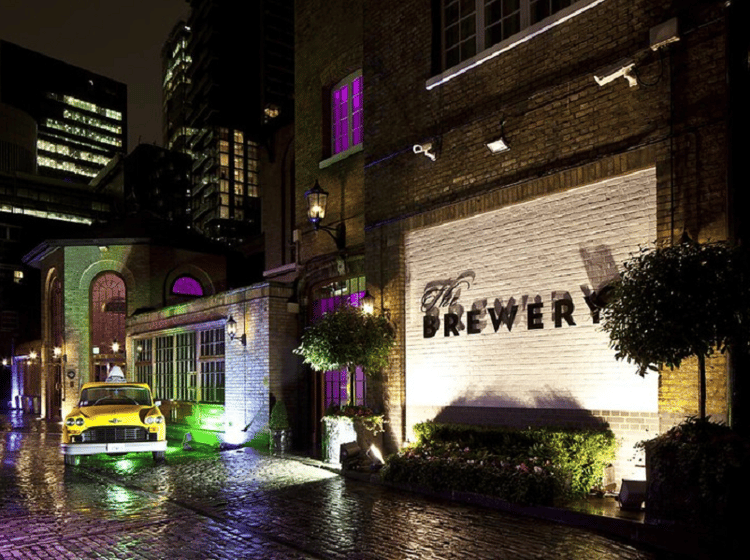 Brewery entrance nighttime