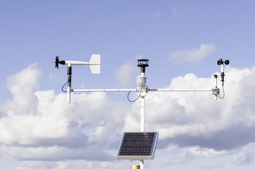 Instruments for climate analysis Solar-powered weather station at Fort Caroline National Memorial along the St. Johns River in Jacksonville, Florida, USA